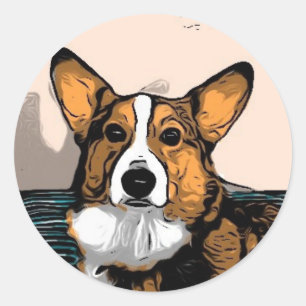 Cartoon Corgi Classic Round Sticker