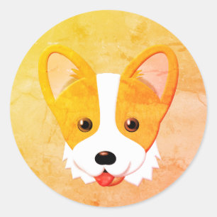 Cartoon Corgi Painting Classic Round Sticker