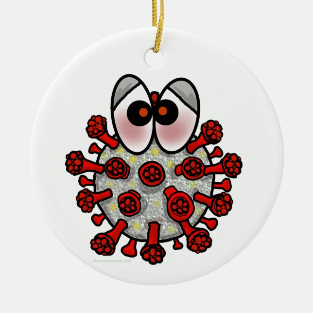 Cartoon COVID-19 Christmas Ornament (Front)