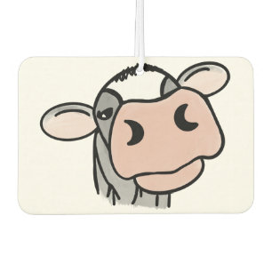 cartoon cow black white pink kiss grey farm animal car air freshener