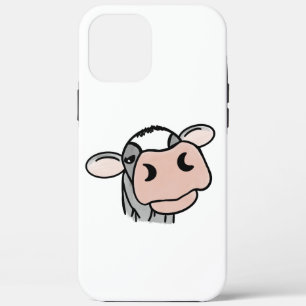 cartoon cow black white pink kiss grey farm animal iPhone 12 pro max case
