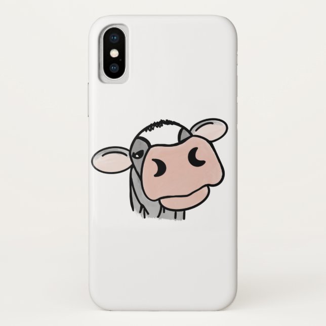 cartoon cow black white pink kiss grey farm animal Case-Mate iPhone case (Back)