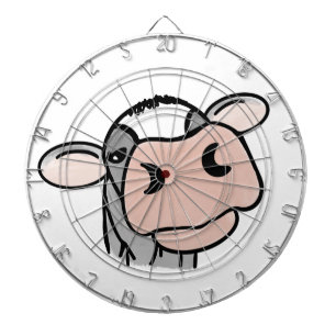 cartoon cow black white pink kiss grey farm animal dartboard