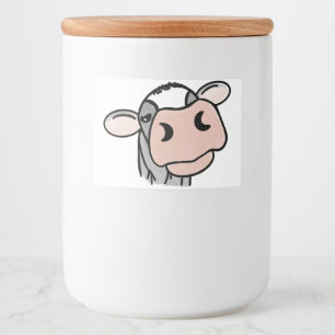 cartoon cow black white pink kiss grey farm animal food label