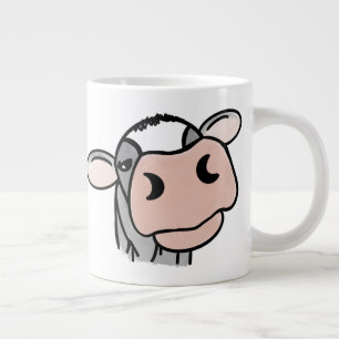 cartoon cow black white pink kiss grey farm animal large coffee mug