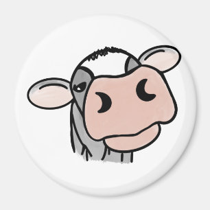 cartoon cow black white pink kiss grey farm animal magnet