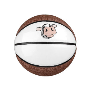 cartoon cow black white pink kiss grey farm animal mini basketball