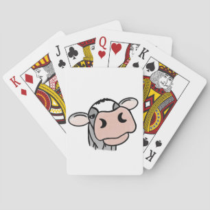 cartoon cow black white pink kiss grey farm animal playing cards