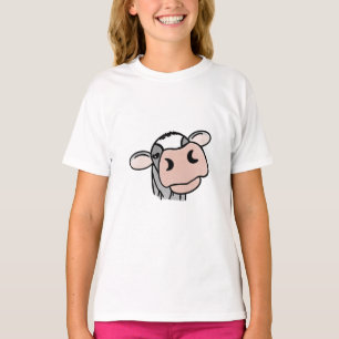 cartoon cow black white pink kiss grey farm animal T-Shirt