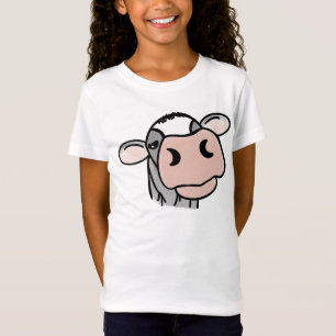 cartoon cow black white pink kiss grey farm animal T-Shirt