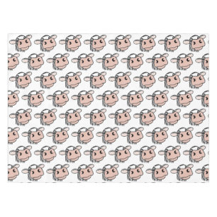 cartoon cow black white pink kiss grey farm animal tablecloth