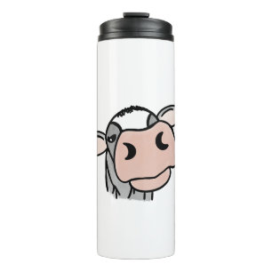 cartoon cow black white pink kiss grey farm animal thermal tumbler
