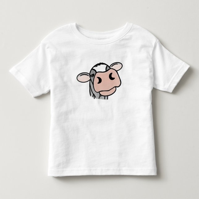 cartoon cow black white pink kiss grey farm animal toddler T-Shirt (Front)