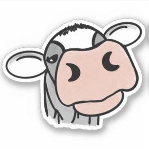 cartoon cow black white pink kiss lips farm animal