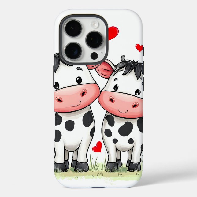 Cartoon Cow Couple Love Case-Mate iPhone Case (Back)