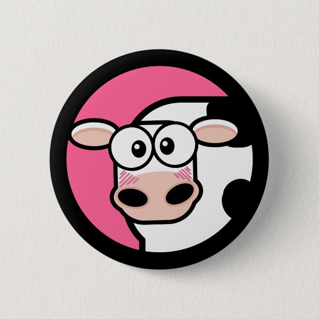 Cartoon Cow Customisable Button (Front)