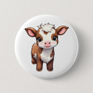 Cartoon cow illustration 6 cm round badge