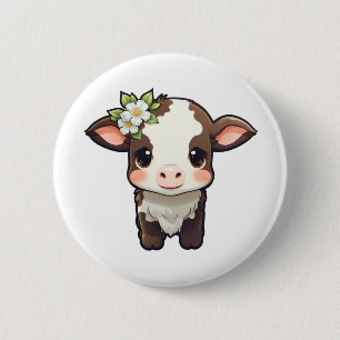 Cartoon cow illustration 6 cm round badge