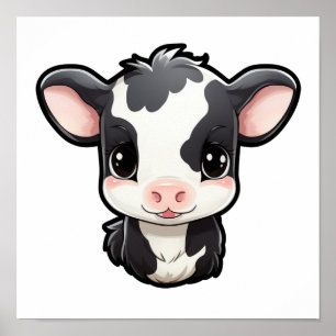 Cartoon cow illustration poster