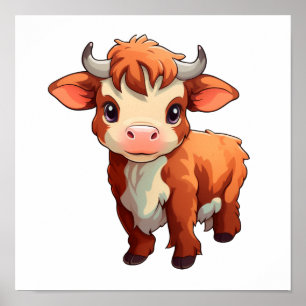 Cartoon cow illustration poster
