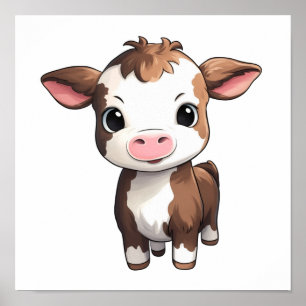Cartoon cow illustration poster