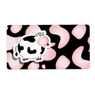 Cartoon cow, labels