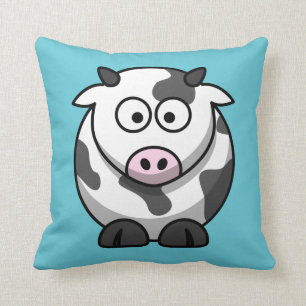 Cartoon Cow on Aqua Cushion