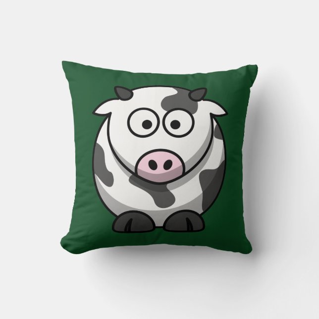 Cartoon Cow on Green Cushion (Front)