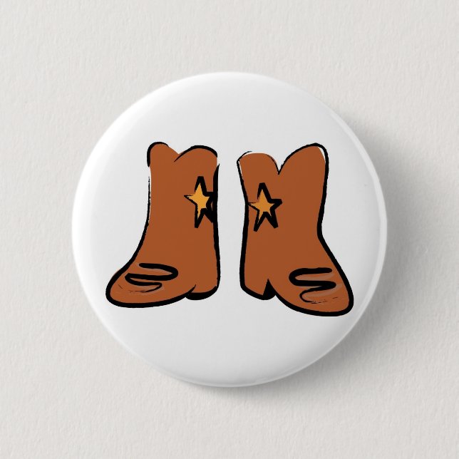 Cartoon Cowboy Boots 6 Cm Round Badge (Front)