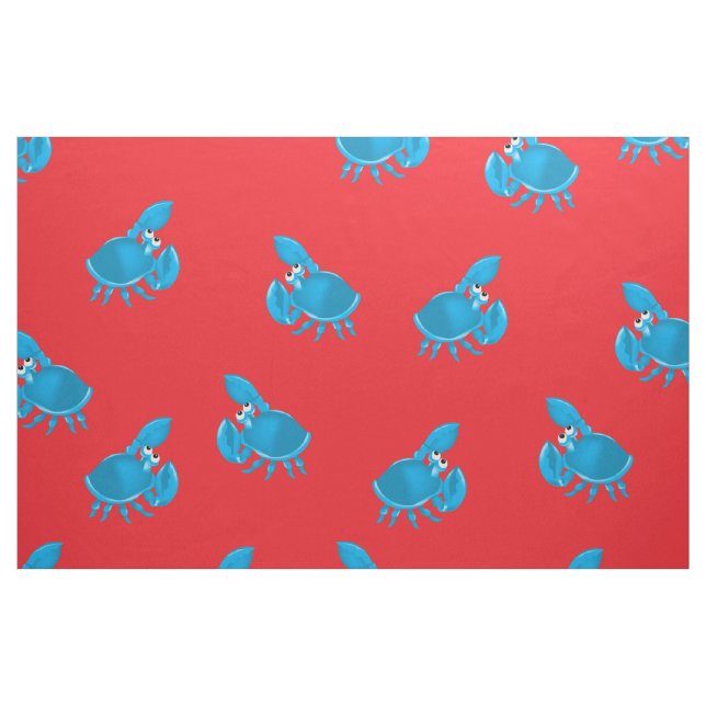 Cartoon Crab Fish Print Pattern Fabric (Fat Quarter)
