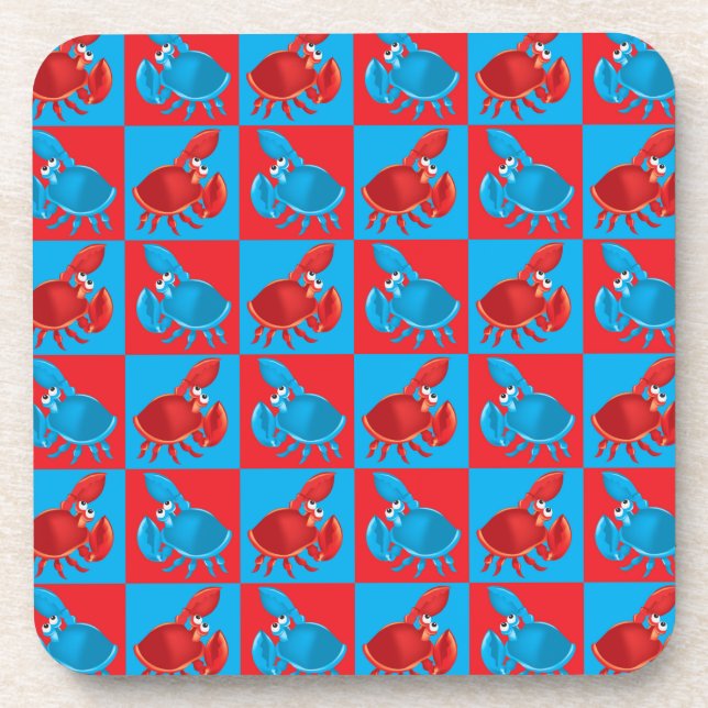 Cartoon crab mosaic coaster (Front)