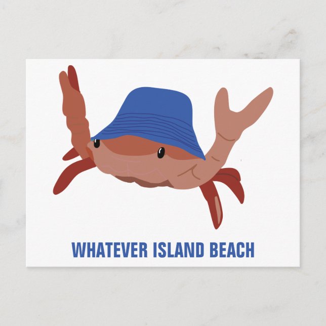 Cartoon Crab Personsalized Custom Beach Postcard (Front)