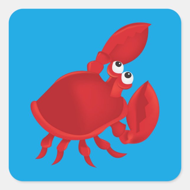 Cartoon crab square sticker (Front)