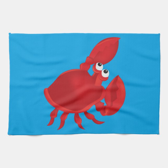 Cartoon crab tea towel (Horizontal)