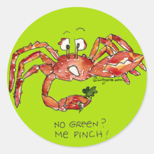 Cartoon Crab with Clover Sticker