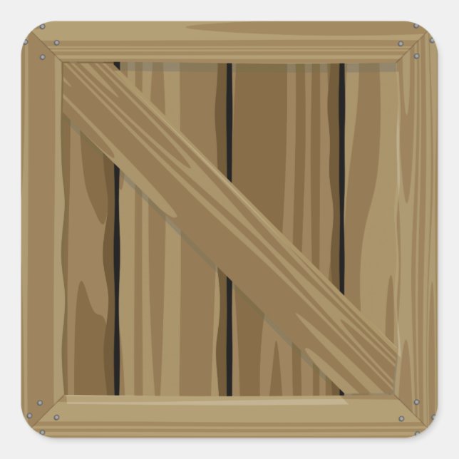 Cartoon Crate Square Sticker (Front)