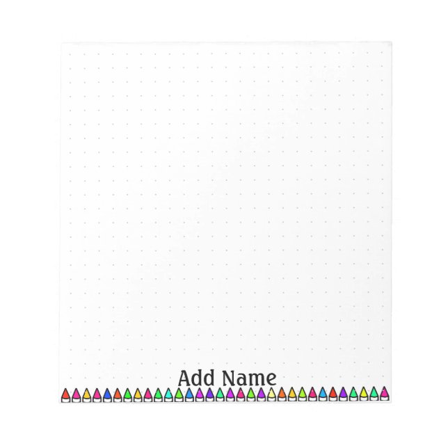 Cartoon Crayon Pattern Custom Dot Grid Notepad (Front)