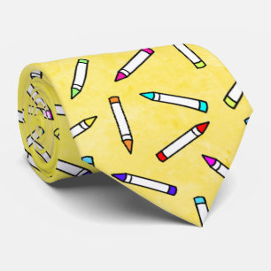 Cartoon Crayon Pattern Decorative Tie
