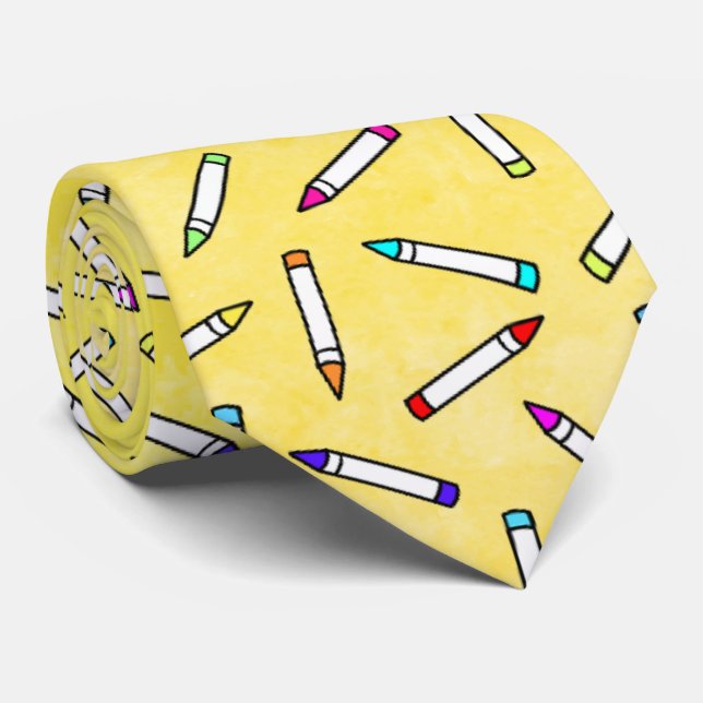 Cartoon Crayon Pattern Decorative Tie (Rolled)