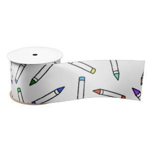 Cartoon Crayon Pattern Satin Ribbon