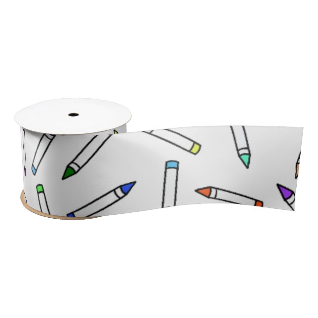 Cartoon Crayon Pattern Satin Ribbon (Spool)
