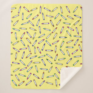 Cartoon Crayon Pattern Sherpa Blanket