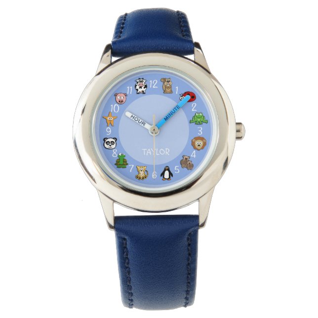 Cartoon Critters w/ Name Template Blue Watch (Front)