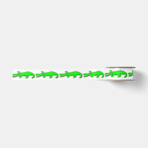 Cartoon crocodile bright green fun ribbon satin ribbon