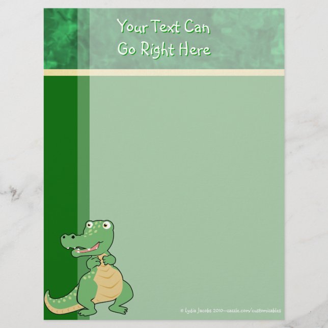 Cartoon Crocodile Letterhead Stationery (Front)