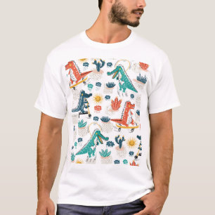 Cartoon Crocodile: Vintage Animal Wallpaper T-Shirt
