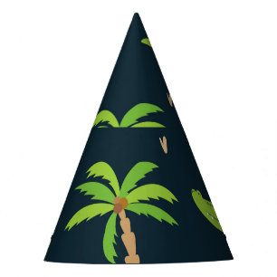 Cartoon Crocodiles: Alligator Palms Pattern. Party Hat