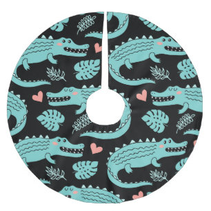 Cartoon crocodiles, cute seamless pattern. brushed polyester tree skirt