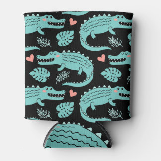 Cartoon crocodiles, cute seamless pattern. can cooler