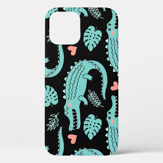 Cartoon crocodiles, cute seamless pattern. Case-Mate iPhone case (Back)